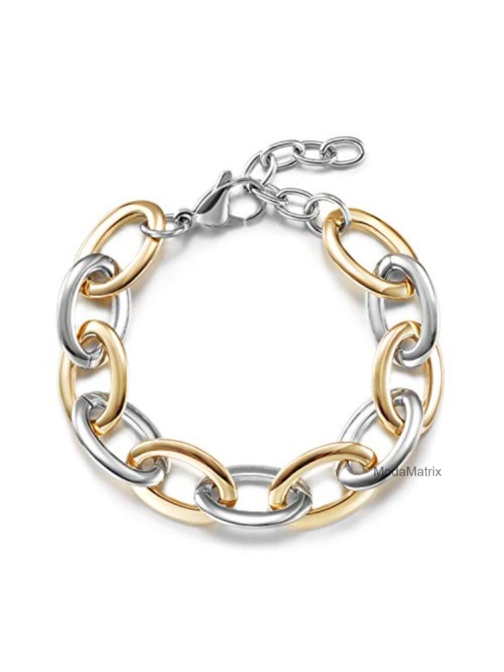 Adjustable Link Bracelet Stainless Steel Cuban Chain Cubic Zirconia Antique